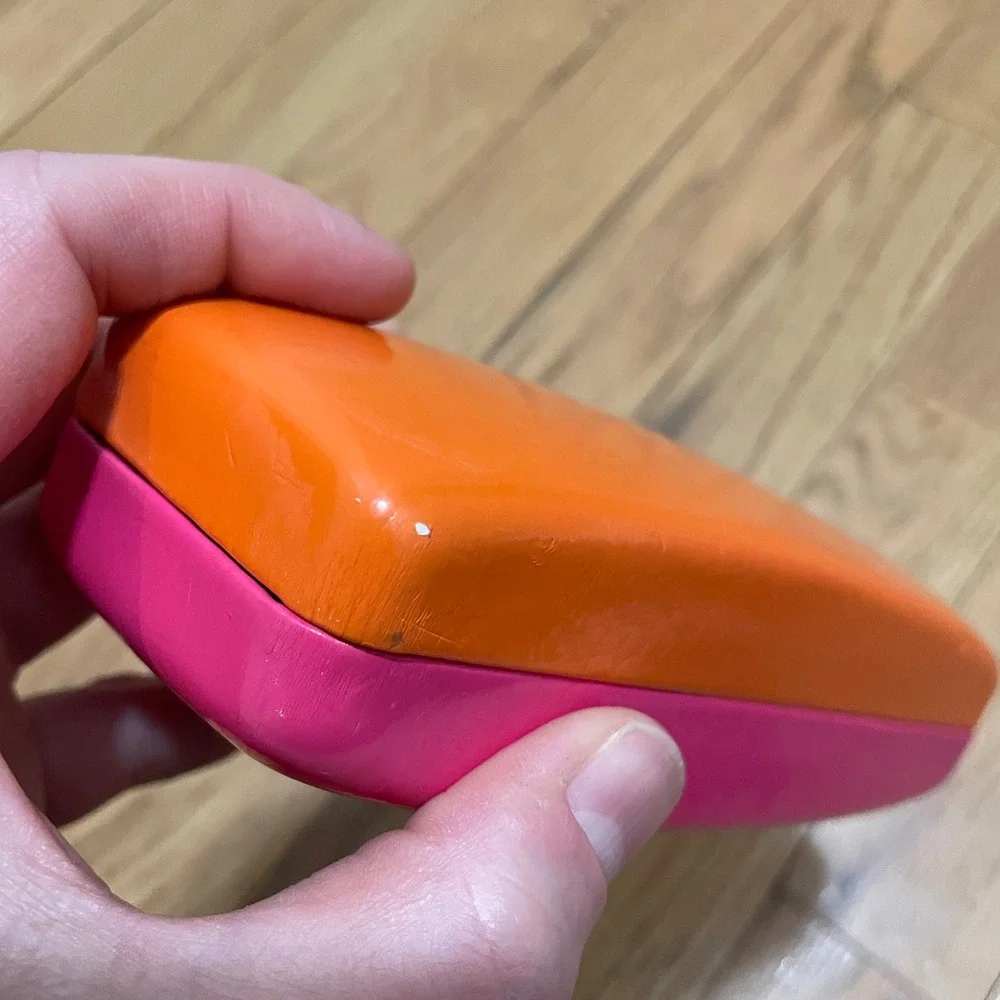Kate Spade New York Pink Orange Colorblock Hard Shell Glasses Case with Cloth